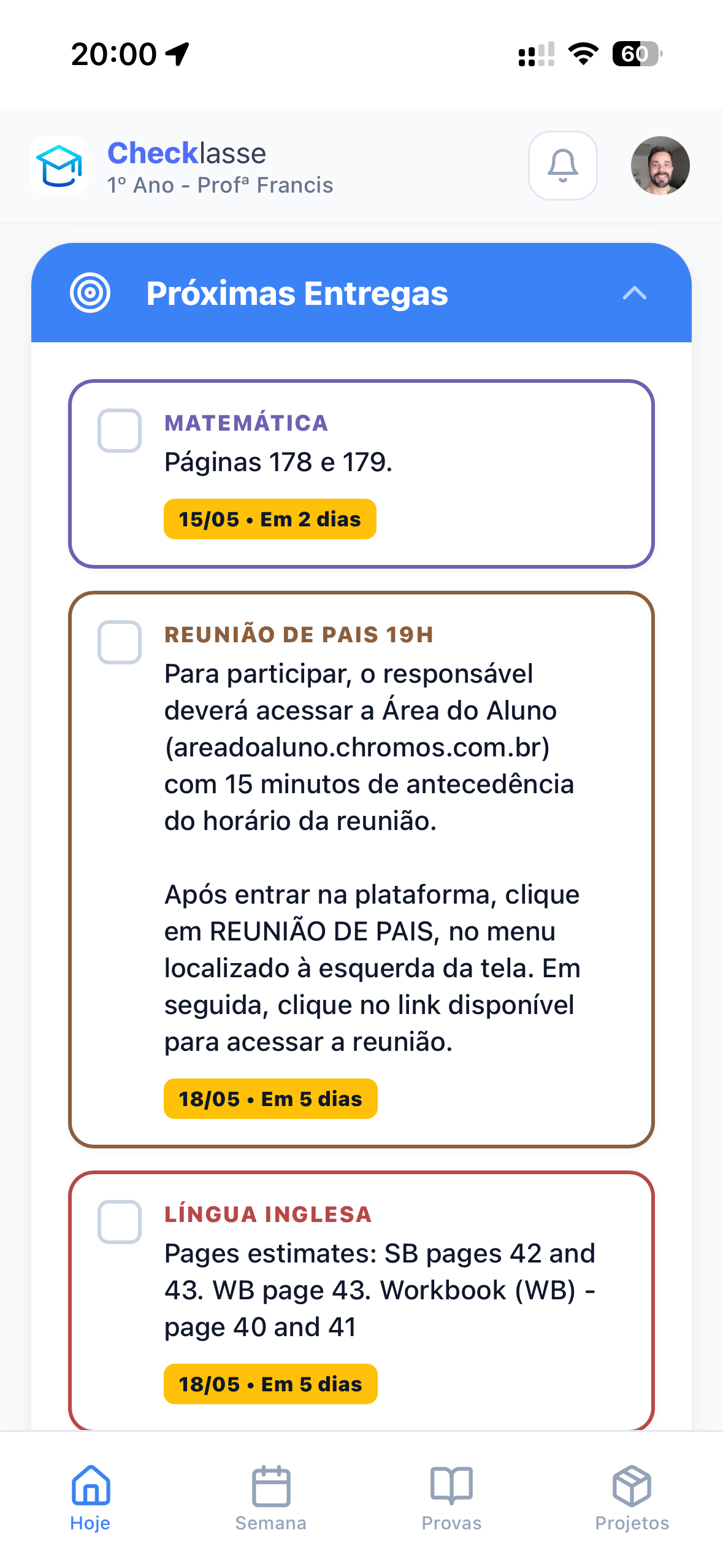 Próximas entregas