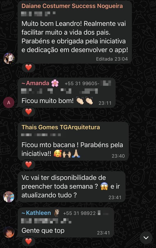 Depoimento de pai ou mãe sobre o Checklasse