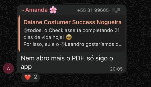 Depoimento de pai ou mãe sobre o Checklasse