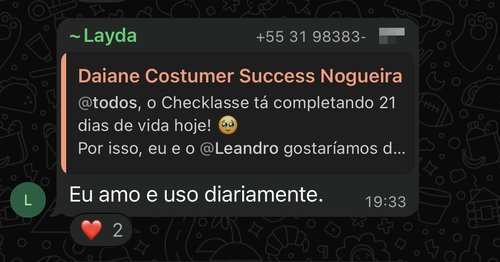 Depoimento de pai ou mãe sobre o Checklasse